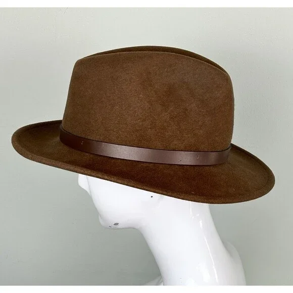 Red Head Brown Wool Hat Crushable Large USA Lite Felt Water Repellent - Picture 4 of 7